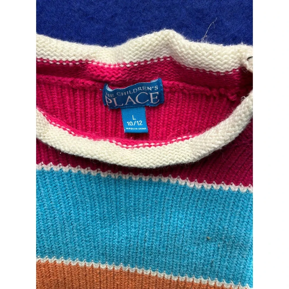 Kidcore‎ Girls The Childrens Place Striped Mock Neck Sweater L 10/12 Multicolor